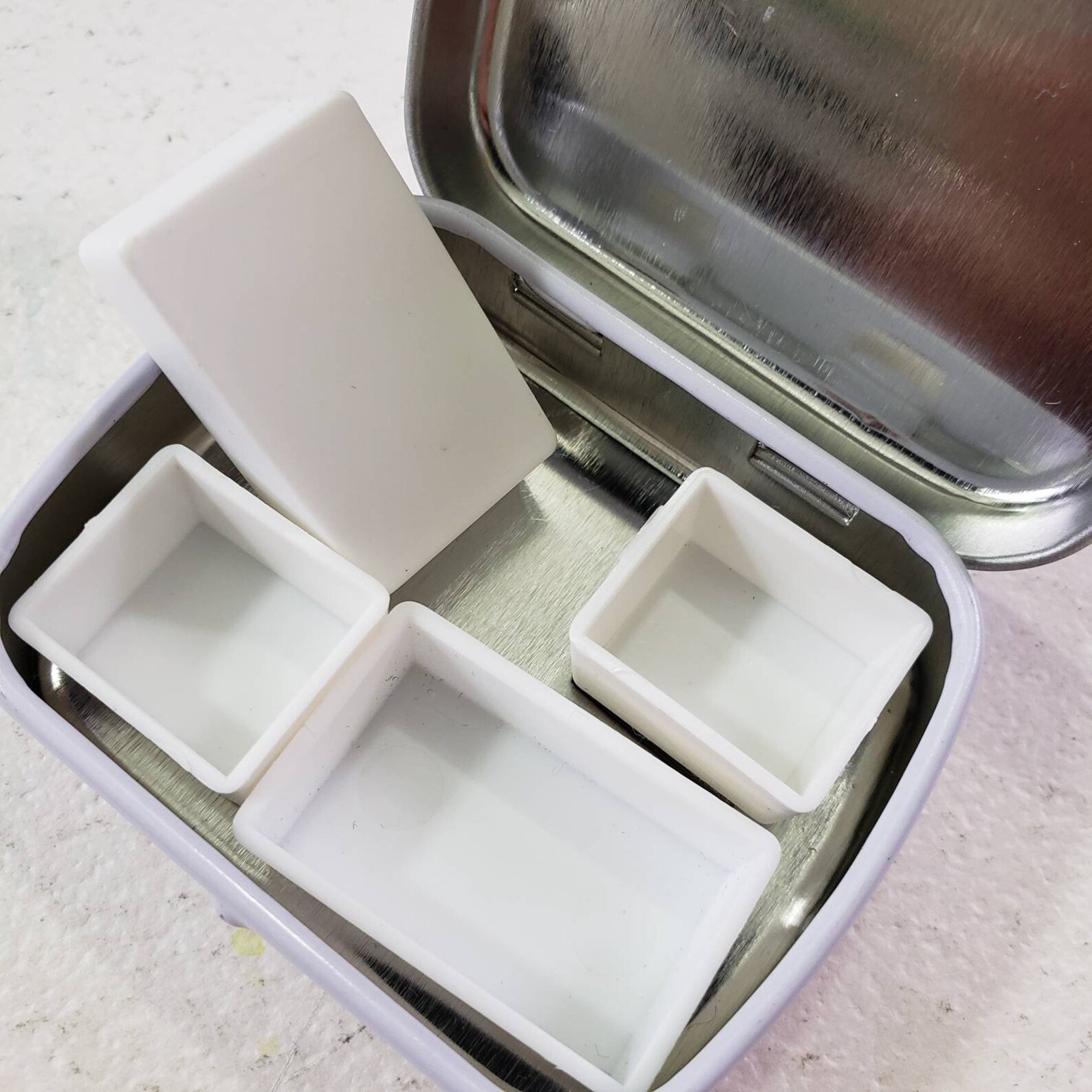 4 Empty Watercolor Pans in a Tiny Tin Box 2x Half and 2x Etsy