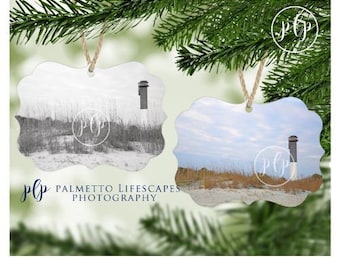 Charleston Ornament | Double Sided Ornament, Metal Ornament, Sullivan’s Island Lighthouse,Lowcountry Christmas, Sullivan’s Island