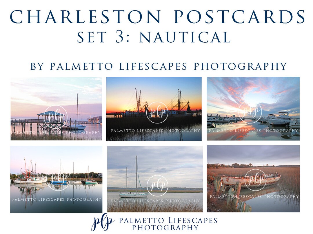 Charleston Postcards Nautical Shrimp Boats, Charleston Shrimp Boats
