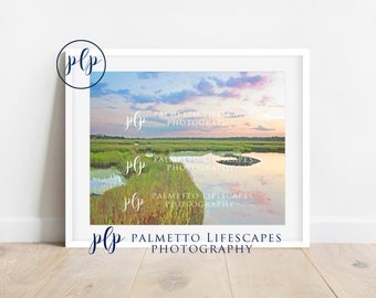 Watercolor Charleston Marsh, Marsh Watercolor, Lowcountry Marsh, Pastel Marsh, Charleston Pastel, Marsh Art, Coastal Art, Coastal Watercolor