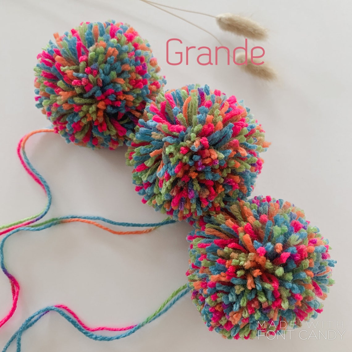 Handmade Rainbow pompoms Wool Pompoms Set of pompoms Etsy