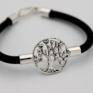 Tree of life with hearts bracelet | Sterling Silver and rubber