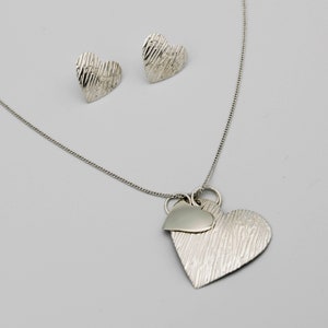 Heart earrings and necklace set - Sterling Silver