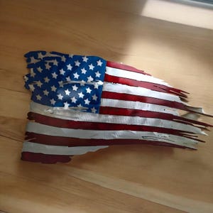 Vintage tattered American flag, distressed USA flag, rustic patriotic home decor, American flag Wall Art, American Vintage Flag gift for him