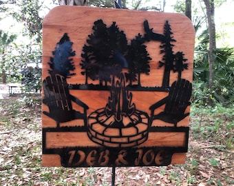 Personalized Stone Firepit-Camp Fire-Campsite Monogram