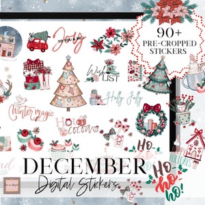 December DIGITALE PLANNER Stickers, Kerst GoodNotes Sticker, Sticker voor de winter, kerstcitaten, kerststicker, dag van de week, onenote