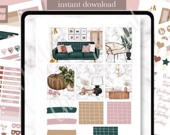 HOME GoodNotes Stickers, Home digital stickers, sweet home stickers, date digital stickers, goodnotes bundle, digital planning stickers