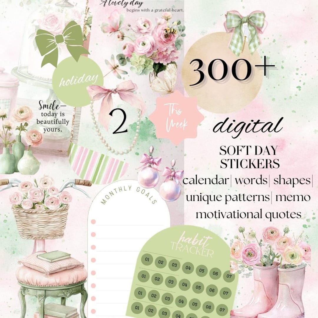 Spring Soft Chill Day Digital Planner Stickers, Goodnotes Noteful ...