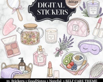SELF CARE Digital STICKERS, Self care GoodNotes, Beauty digital stickers, spa digital sticker, relax goodnotes sticker, Noteful stickers
