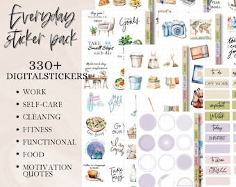 Everyday digital planner stickers  GOODNOTES planning Stickers for work, travel, self care motivational quote for digital journal Notability