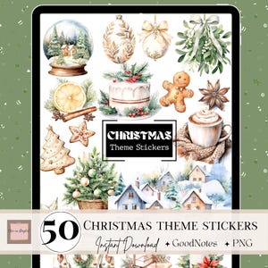 Digitale kerststicker, GoodNotes-stickers december, alledaagse png's, digitale stickerbundel, notability noteshelf ipad vakantieplanning