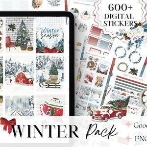 DIGITAAL stickerpakket WINTER, goodnotes winterstickers, digitale widget, dagelijks stickerpakket, digitale kerststicker, stickerkit