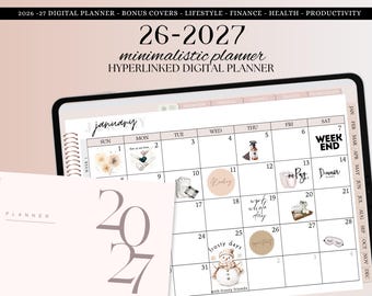 2026 -2027 DATED DIGITAL PLANNER, GoodNotes Noteful template, Minimalistic Dated Digital Calendar, Notability Ipad Planner, Hyperlinked