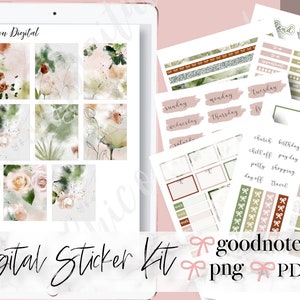 SPRING FLOWER PLANNER GoodNotes Stickers, GoodNotes stickers, Pre-cropped png stickers, Digital Planner Stickers, Goodnotes weekly stickers
