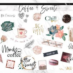 Pegatinas COFFEE GOODNOTE, pegatinas dulces Goodnotes, varias pegatinas de café, pegatinas png precortadas, pegatinas goodnotes amantes del café, foto