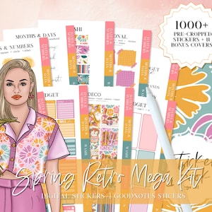 GOODNOTES STICKER pack for Spring planning, march floral ipad sticker retro goodnotes planning flower, digital planning, spring sticker pack