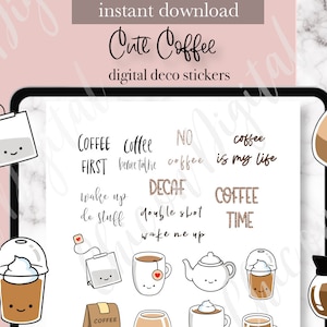 Coffee Goodnotes Stickers: Pre-Cropped PNG Stickers (Digital Download)