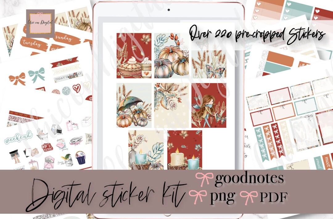 CUTE FALL GOODNOTES Stickers, Digital Planner Stickers Goodnotes, Fall ...