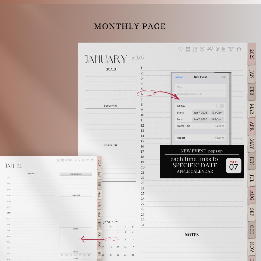 2025 2026 DATED DIGITAL PLANNER, Goodnotes Planner 2026, Minimalistic ...
