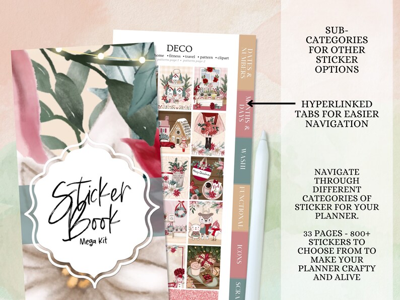 DIGITAL STICKER BUNDLE, Goodnotes stickers, Christmas digital stickers, sticker for planner, Red christmas, Essential Digital Stickers, widget, days of the week, washi stickers, digital sticker pack, icon sticker, months & days, digital memo sticker,