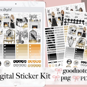 Halloween DIGITAL PLANNER STICKER, Digital Sticker Goodnotes, Halloween iPad Planner Sticker, Goodnotes weekly kit, Pre-cropped ipad sticker