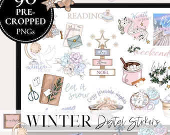 WINTER DIGITAL PLANNER Stickers, christmas winter clipart GoodNotes Noteshelf, christmas quotes bucket, icon, motivational quote, Notability