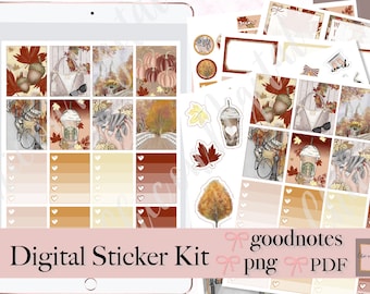 FALL GOODNOTES PLANNER Stickers, digital planner stickers goodnote, goodnotes digital Stickers, Goodnotes weekly kit, Pre-cropped stickers
