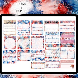 JULY GOODNOTES STICKER digital sticker, GoodNote stickers monthly, independence day, functional stickers, 4th of july sticker, icon sitkcer