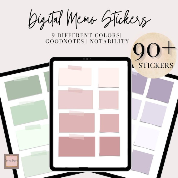 DIGITAL STICKY NOTES, Goodnotes Memo Stickers, iPad stickers, digital planner, digital memo, notability stickers, digital journal, memo kit