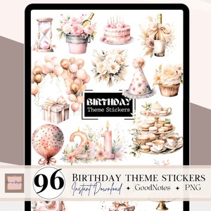 Digitale BIRTHDAY-stickers, Celebration GoodNotes-stickers, datumstickers, inspiratiecitaten, Happy Birthday Notability, verjaardagswidgetkit