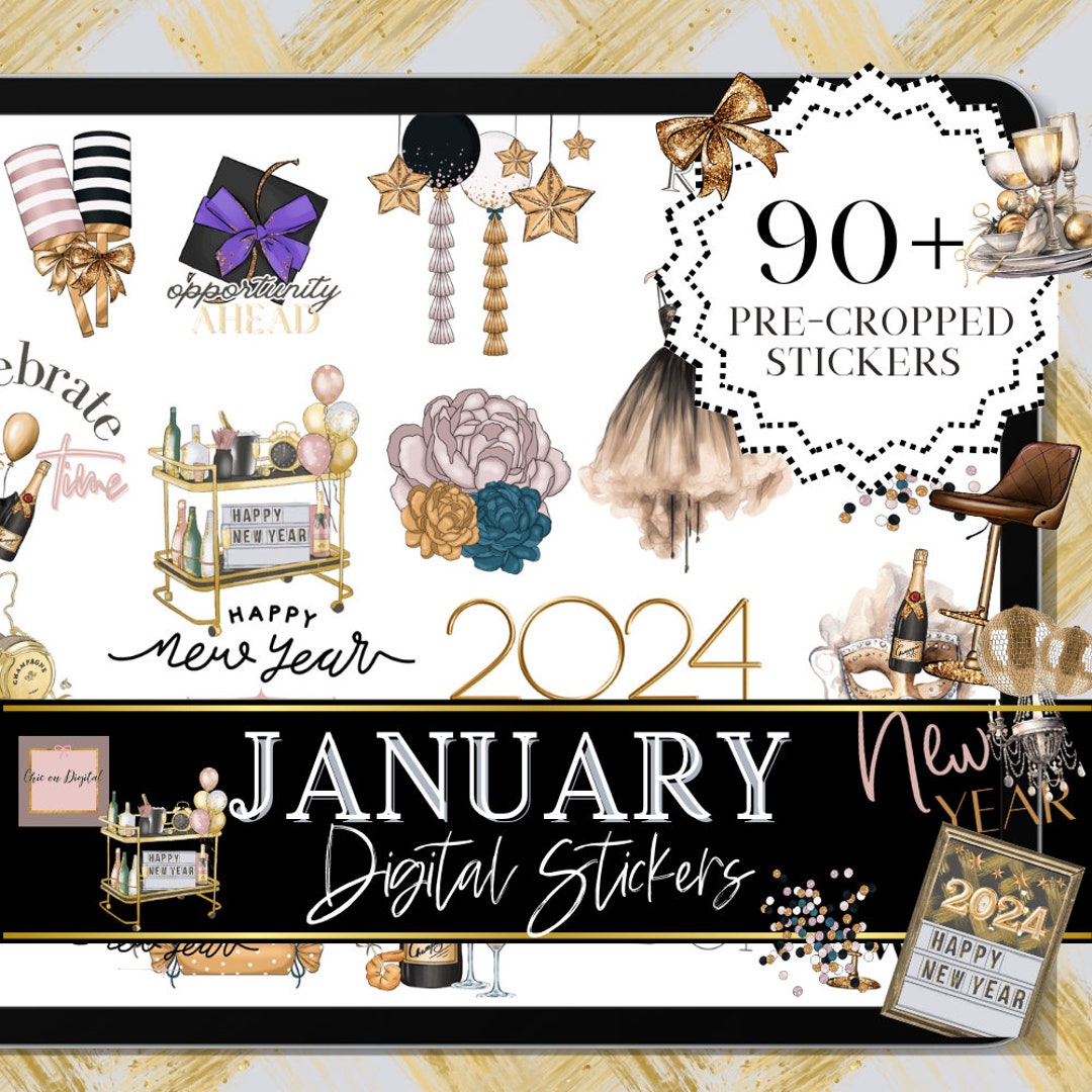 2026 NEW YEAR DIGITAL Planner Sticker January Goodnotes Celebration ...