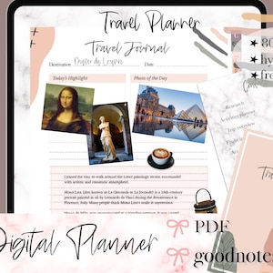 Digital travel planner, GoodNotes Travel planner, Travel journal, digital travel stickers, iPad Travel Planner, digital Vacation itinerary