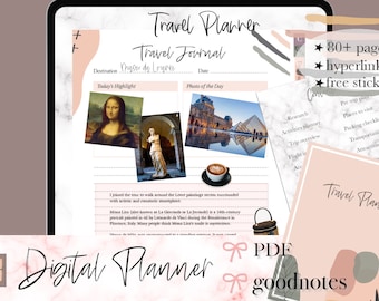 Digital travel planner, GoodNotes Travel planner, Travel journal, digital travel stickers, iPad Travel Planner, digital Vacation itinerary