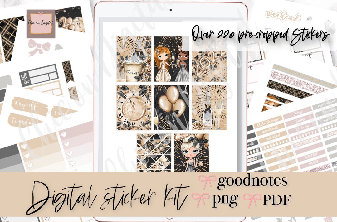 NEW YEAR DIGITAL Planner Stickers, Cute New Year Goodnotes Stickers ...