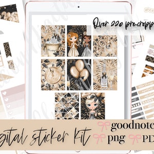 NEW YEAR DIGITAL Planner Stickers, cute New Year Goodnotes stickers, Pre-cropped stickers, 2022 celebration Stickers, Goodnotes weekly kit