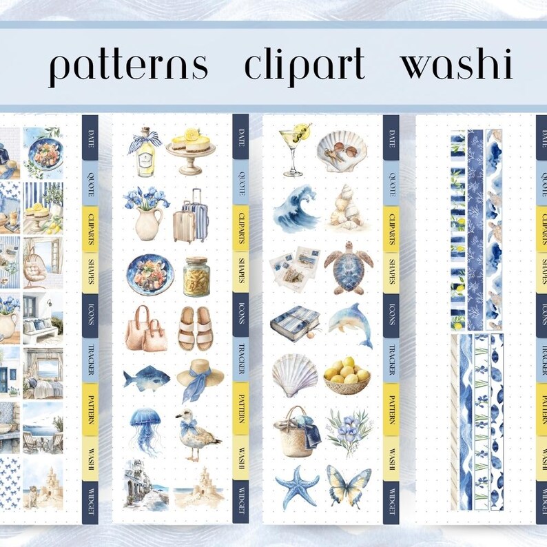 Noteful Summer Seaside Digital Planner Stickers: Pre-cropped PNG ...