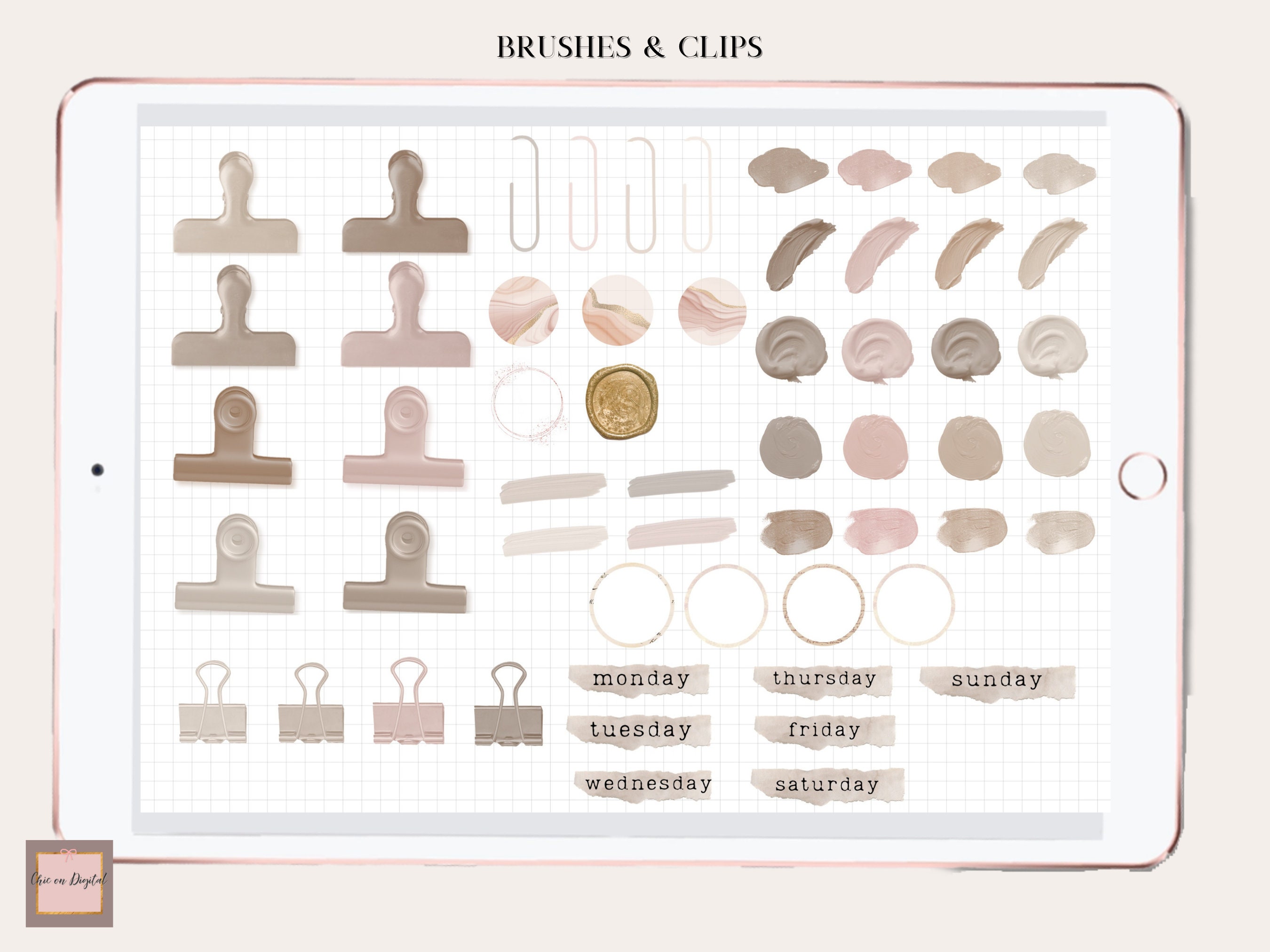 Neutral Digital Stickers Moodboard for Goodnotes Aesthetic Digital ...