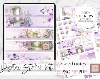 MONTHLY Digital Stickers, Flower Goodnotes Stickers, digital sticker bundle, flower digital sticker, digital sticker pack, pre-cropped PNG