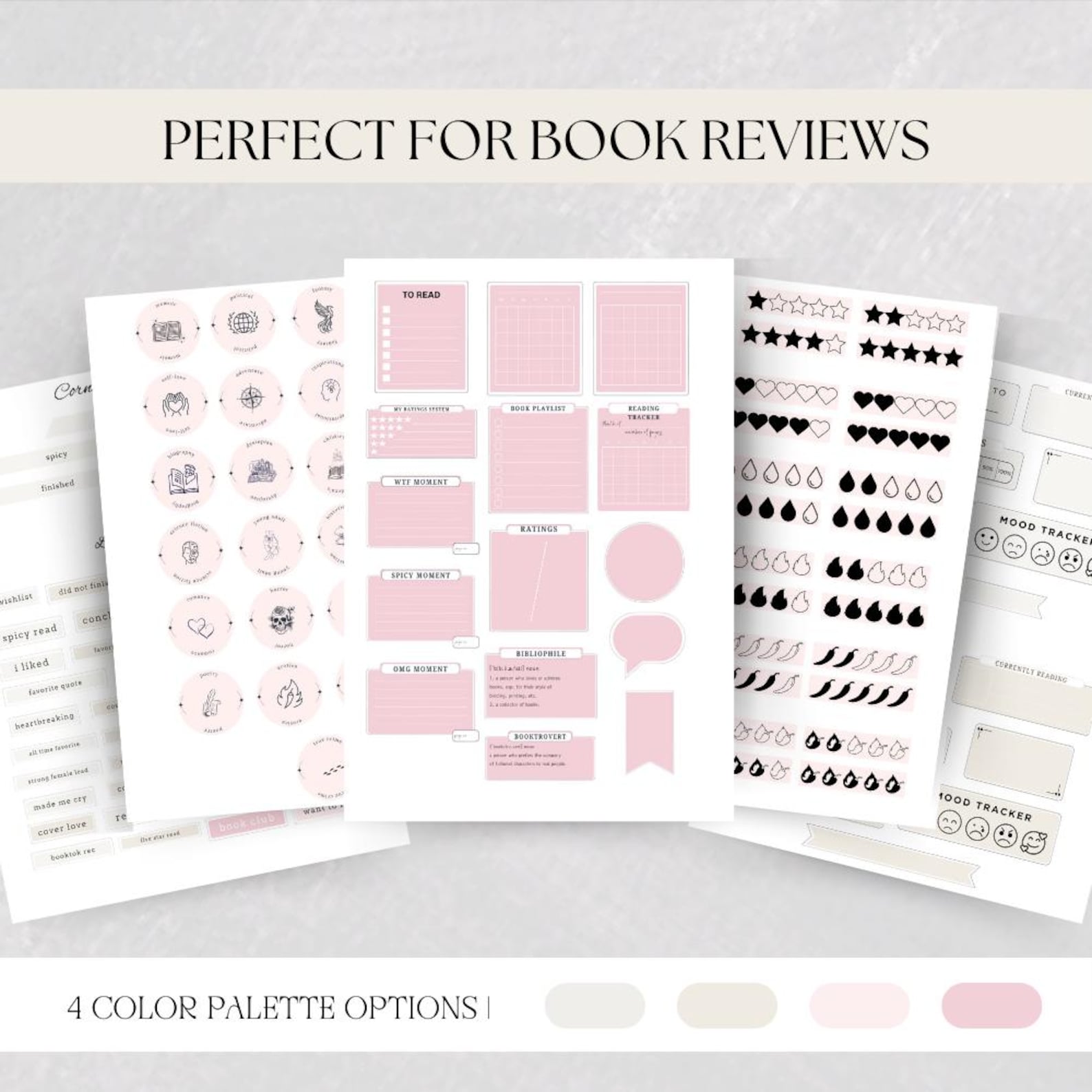 Digital Stickers for Reading Journal Bookish Goodnotes Widgets ...