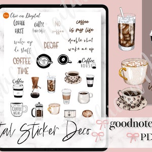 Adesivos COFFEE GOODNOTE, adesivos Goodnotes de café gelado, vários adesivos de café, adesivos png pré-cortados, adesivos goodnotes para amantes de café