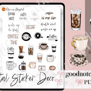 COFFEE GOODNOTE Stickers, Iced coffee Goodnotes Stickers, Various coffee sticker, Pre-cropped png stickers, coffee lover goodnotes stickers