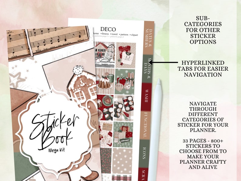 DIGITAL STICKER BUNDLE, Goodnotes stickers, Christmas digital stickers, sticker for planner, Red christmas, Essential Digital Stickers, widget, days of the week, washi stickers, digital sticker pack, icon sticker, months & days, digital memo sticker,