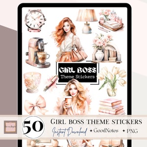 GIRL BOSS digitale stickers, GoodNotes-sticker Lady boss, planningsstickers, girl boss cliparts, dagboekstickers, stickers, png-stickers,