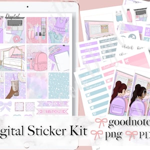 BACK TO SCHOOL GoodNotes Stickers, School Goodnotes stickers, Pre-cropped stickers, iPad Planner Stickers, Goodnotes weekly kit, png sticker