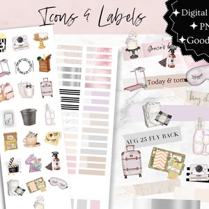 Icon Digitale Aufkleber Digitale Label Aufkleber Washi Goodnotes Vorlage Symbol Sticker Pack Bundle Aufkleber Aufkleber Ästhetik Alltag