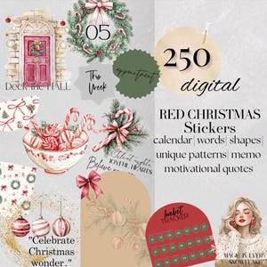 DIGITALE KERSTsticker Goodnotes, vakantie december Notability iPad-kit, inspirerende motiverende quote, rood en groen, vakantie png PNGEgg