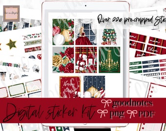 CHRISTMAS Digital PLANNER STICKER, Christmas Goodnotes, Xmas home digital Planner Stickers, Goodnotes weekly kit, Xmas Pre-cropped sticker