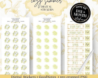 May digital stickers: Mega kit days of the weeks, month calendar digital stickers, Noteful stickers, weekend GoodNotes stickers ipad
