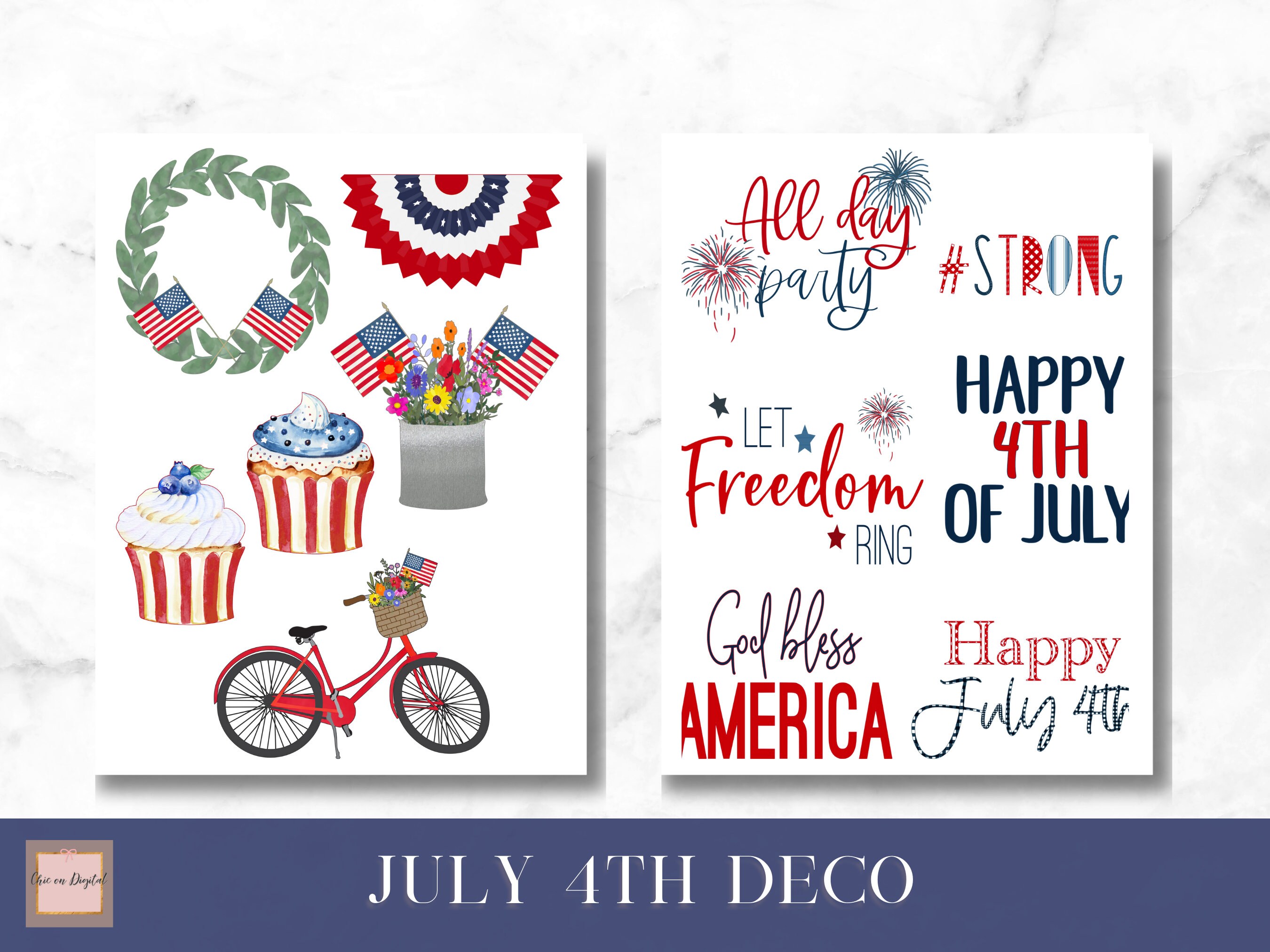 JULY 4th Digital Stickers Bundle, Independence Day Digital Stickers ...