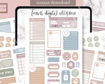 TRAVEL DIGITAL Stickers, trip planning digital Sticker, explore goodnotes sticker, travel goodnotes stickers, travel digital sticker bundle,